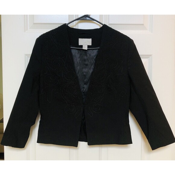 H&M Women's Short Jacket Black Blazer Long Sleeve No Button Size 12 $ - Picture 1 of 6